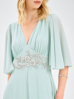 Rinascimento atelier Sage Green Dress Embellished with Stones in_i5