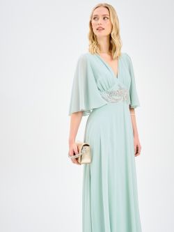Rinascimento atelier Sage Green Dress Embellished with Stones in_i7