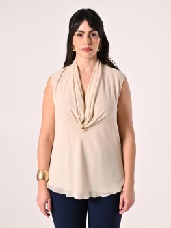 Jewelled Curvy Beige Blouse det_2