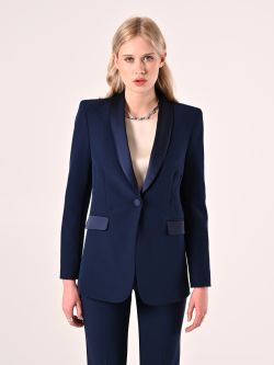 Jacke mit Smoking-Revers in Blau det_2