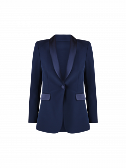 Jacke mit Smoking-Revers in Blau det_4