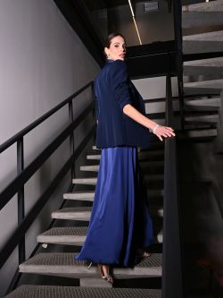 Jacke mit Smoking-Revers in Blau sp_e1