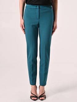 Pantaloni Verde Reale con Inserti in Raso det_2