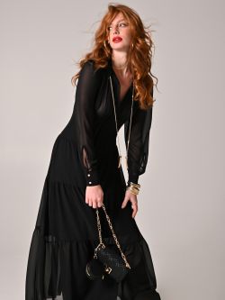 Maxi-Kleid aus Georgette-Kreppstoff in Schwarz sp_e1