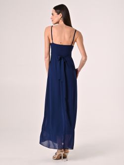 Abito taglio Impero  in Georgette Blu det_3