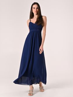 Abito taglio Impero  in Georgette Blu in_i7
