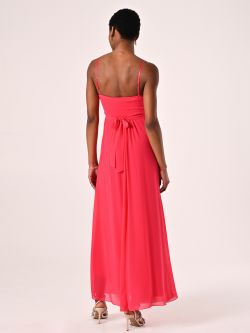 Robe coupe empire en crêpe georgette fuchsia det_3