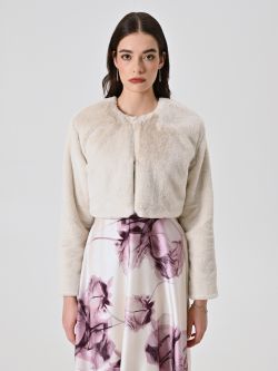 Kurze Jacke mit Pelzeffekt in Weiß det_2