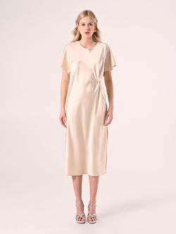 Kleid mit Knoten in Beige aus Satin det_1