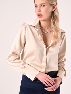 Camisa beige en raso in_i7