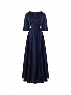Blue Satin Midi Dress det_4