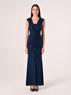 Gerafftes Kleid mit Mikro-Glitzer in Blau det_1