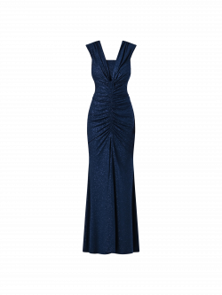 Gerafftes Kleid mit Mikro-Glitzer in Blau det_4