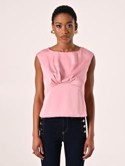 Top vieux rose en satin det_2