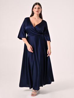 Curvy-Kleid in Blau aus Satin in_i7