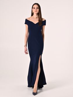 Robe longue bleue épaules dénudées in_i7