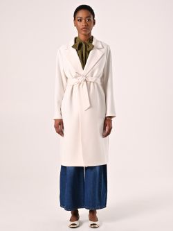 Cappotto Bianco in Doppio Crepe det_1