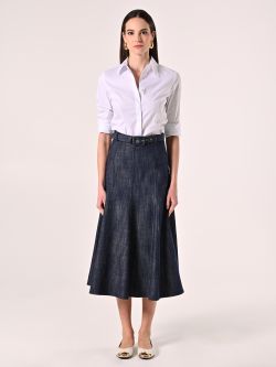 Midi-Rock aus Denim mit überzogenem Gürtel det_1