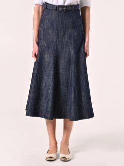 Midi-Rock aus Denim mit überzogenem Gürtel det_2