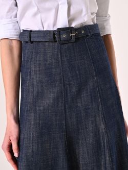 Midi-Rock aus Denim mit überzogenem Gürtel in_i5