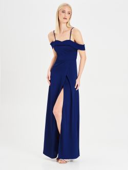 Navy Blue Rinascimento atelier Off-the-shoulder Dress in_i4