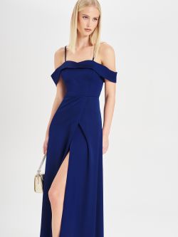 Navy Blue Rinascimento atelier Off-the-shoulder Dress in_i7