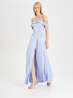Blue Rinascimento atelier off-the-shoulder dress in_i7