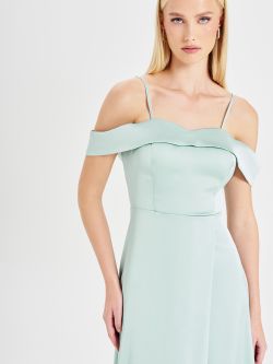 Sage Green Rinascimento atelier off-the-shoulder dress in_i5