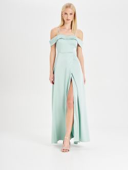 Sage Green Rinascimento atelier off-the-shoulder dress in_i6