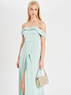 Sage Green Rinascimento atelier off-the-shoulder dress in_i7