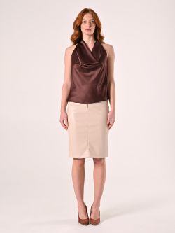 Top en satin couleur chocolat det_1