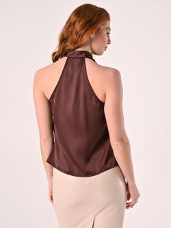 Top en satin couleur chocolat det_3