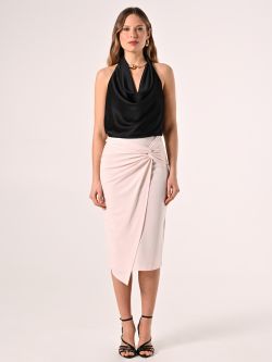 Beige Pencil Skirt with Knot det_1
