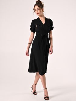 Utility-Hemdblusenkleid in Schwarz aus Viskose in_i7