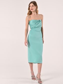 Vestido de tubo en satén verde agua in_i7