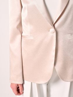 Beige One-breasted Jacket in Structured Satin in_i5