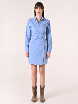 Hemdblusenkleid aus Baumwolle in Hellblau det_1