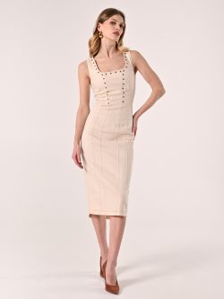 Kleid aus Denim mit Nieten und Nähten in Kontrastfarbe in_i7