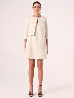 Jacke in hellem Beige aus Tweed mit Mikropailletten det_1