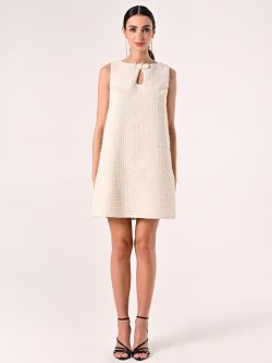 Light Beige Tween Dress with Micro Sequins det_1
