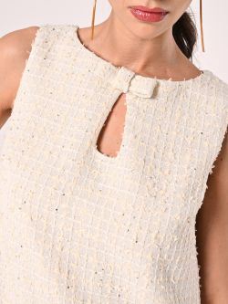 Light Beige Tween Dress with Micro Sequins in_i5