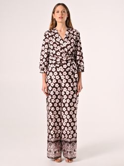 Hose mit Blumenmuster in Rosa & Schokolade det_1