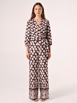 Bluse mit Blumenmuster in Rosa & Schokolade det_1
