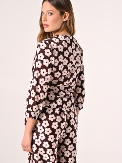 Bluse mit Blumenmuster in Rosa & Schokolade det_3