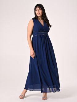 Long Curvy Blue Dress with Rhinestone Piping in_i7