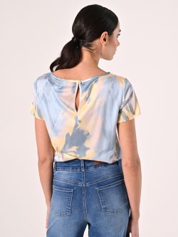 Bedruckte Bluse in Hellblau & Gelb det_3