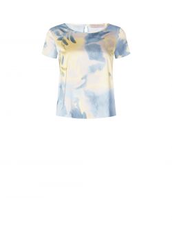 Bedruckte Bluse in Hellblau & Gelb det_4