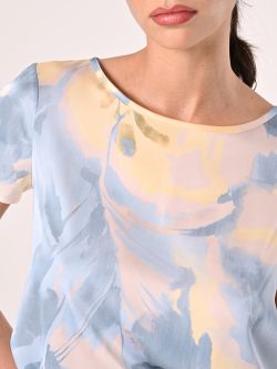 Bedruckte Bluse in Hellblau & Gelb in_i5