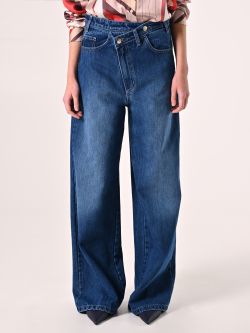 Denim Jeans with Asymmetric Buttons det_2
