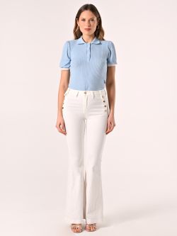Polo en maille lurex bleu ciel det_1